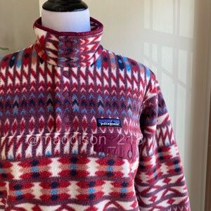 Patagonia Small Synchilla Kuta Klash Dark Curant Fleece Pullover Sweater Cozy S